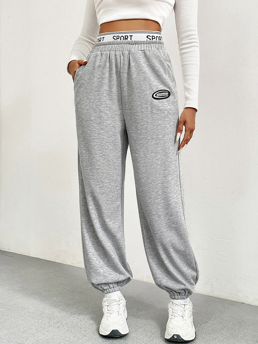 ZARA Designed Double Layer Waistband Joggers Elastic Waist Slim Sweatpants